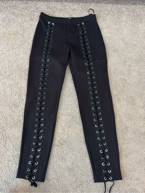 Fashion Nova Black Lace-Up Skinny Jeans